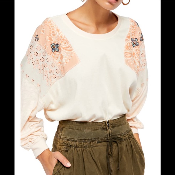 Free People Feelin' It Patch Alabaster Combo Shirt - Picture 14 of 14